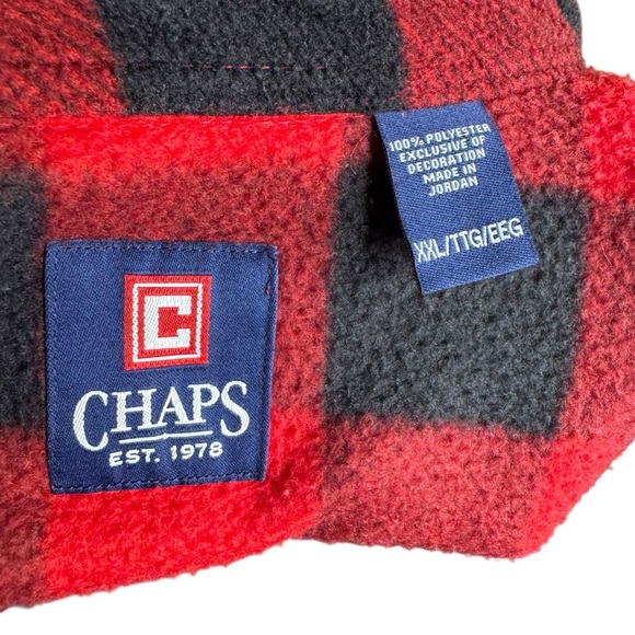 Chaps Men's Thick Flannel Red and Black Buffalo Plaid Shacket Shirt Size XXL - Picture 6 of 9